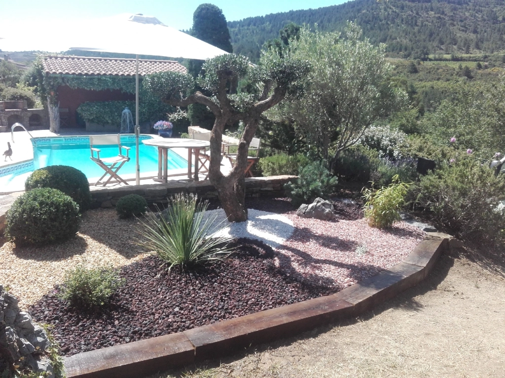 paysagiste plantant une plante dans un jardin